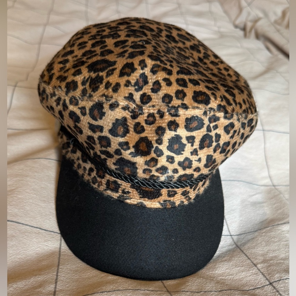 Leopard Print Cap with Black Brim